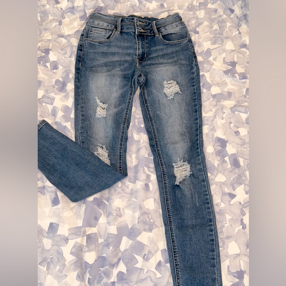 SO Blue Ripped Skinny Denim Jeans Girls Size 14